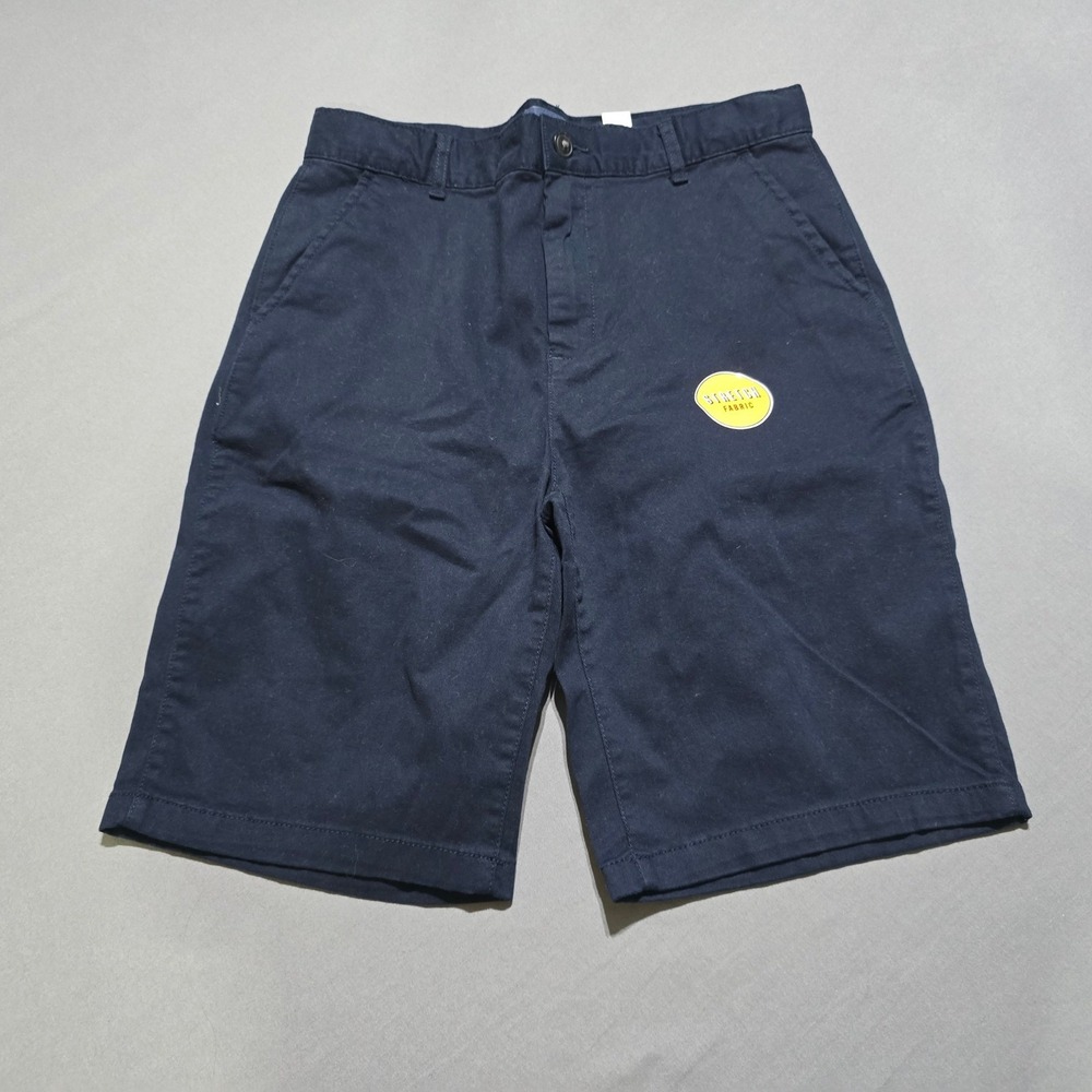 Children's Place Chino Shorts Kids Size 16 Navy Stretch Cotton Blend Flat Front